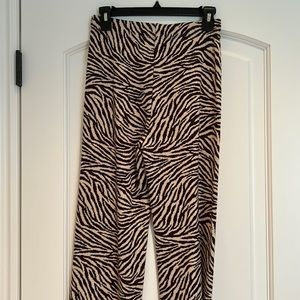 Zebra print knitted flare pants, size S